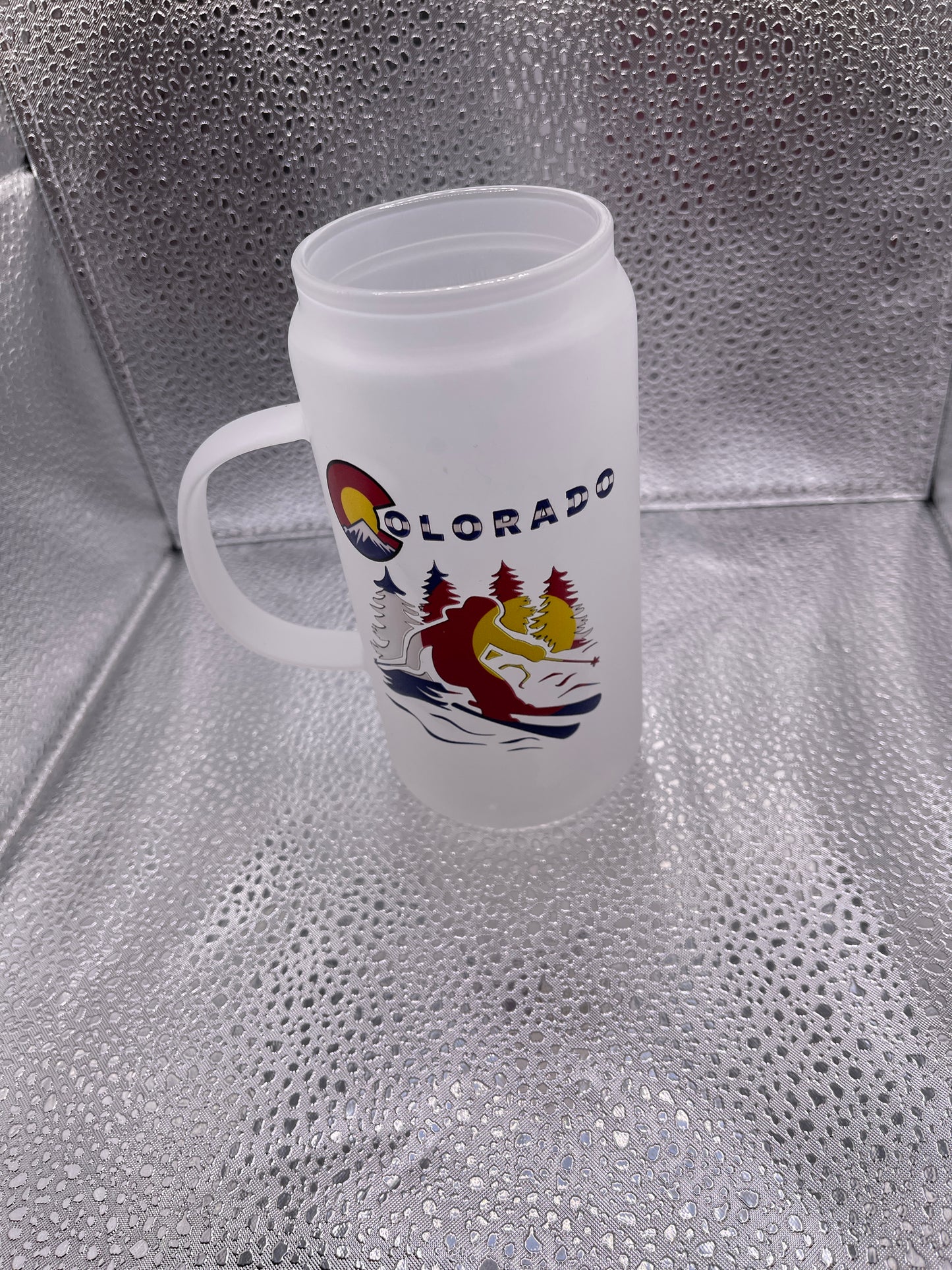 18 oz. PYD Life Glass Beer Can Mugs-Ski Colorado