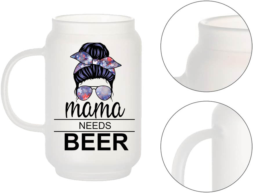 18 oz. PYD Life Glass Beer Can Mugs-Mama Needs A Beer