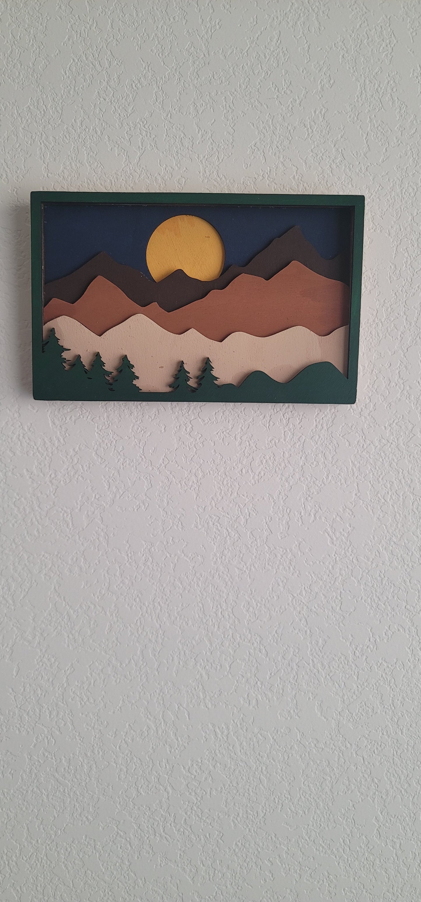 Laser Wood Cut Art-Mountain Scene