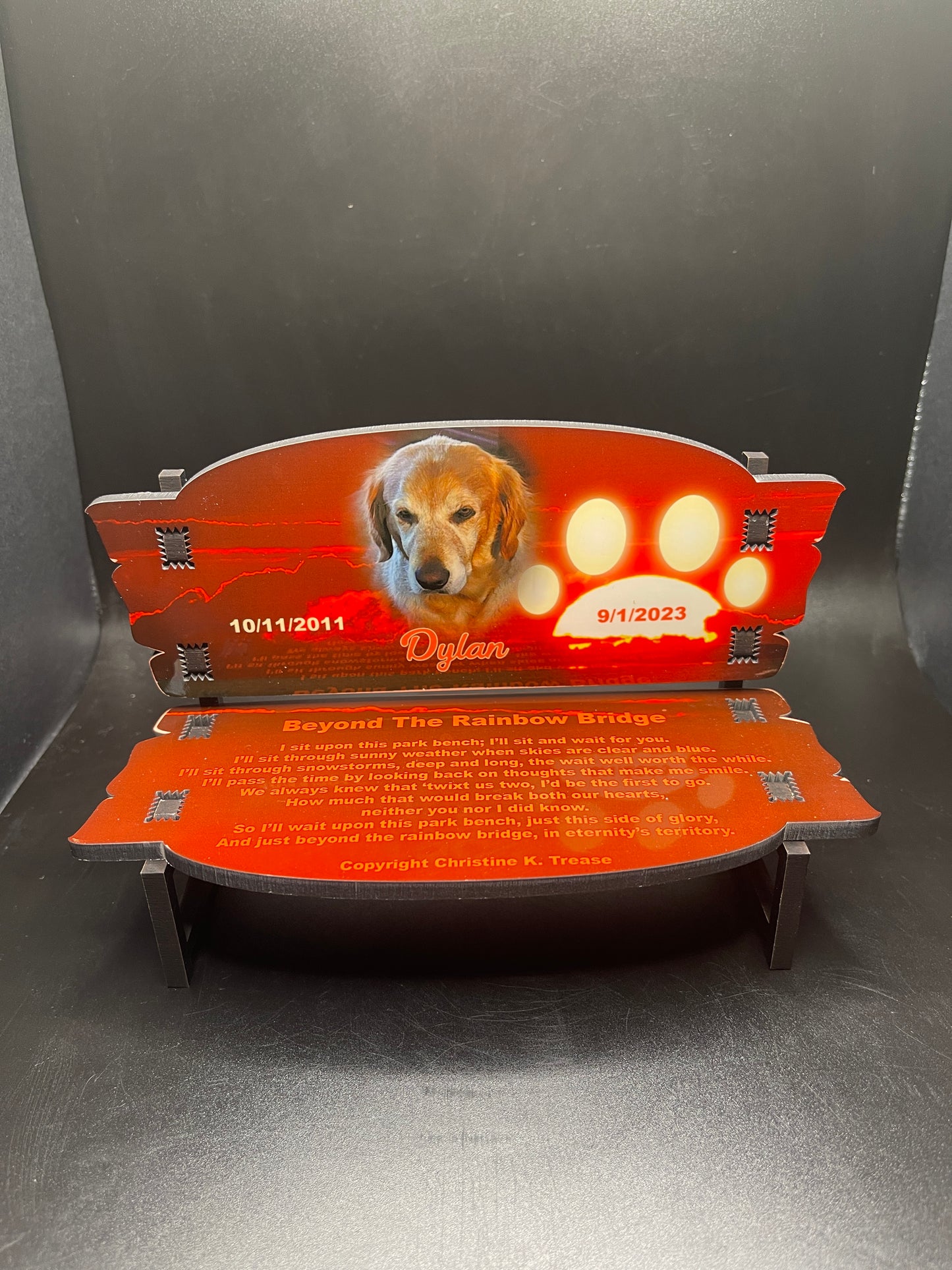 Personalized Pet Memorial Bench