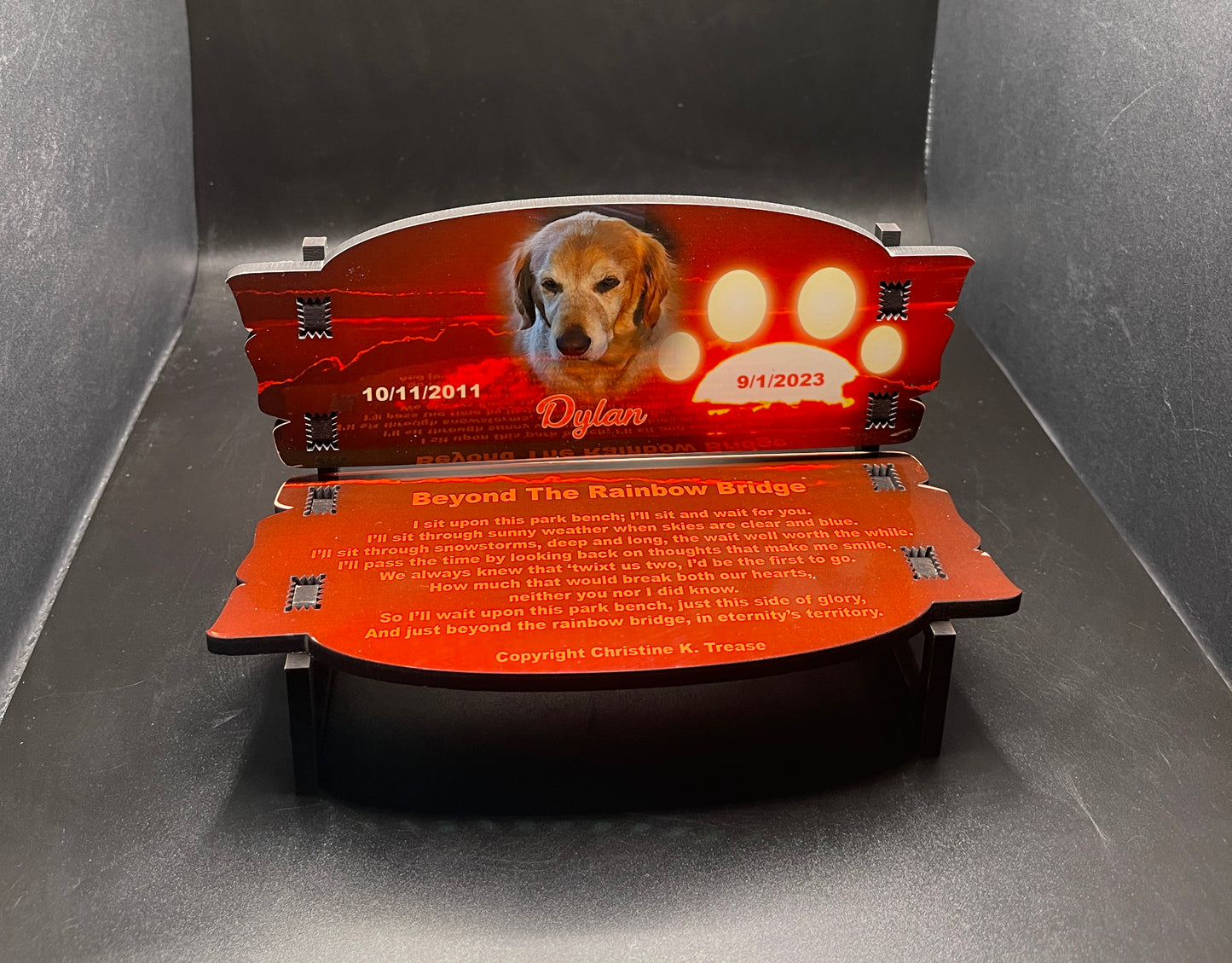 Personalized Pet Memorial Bench