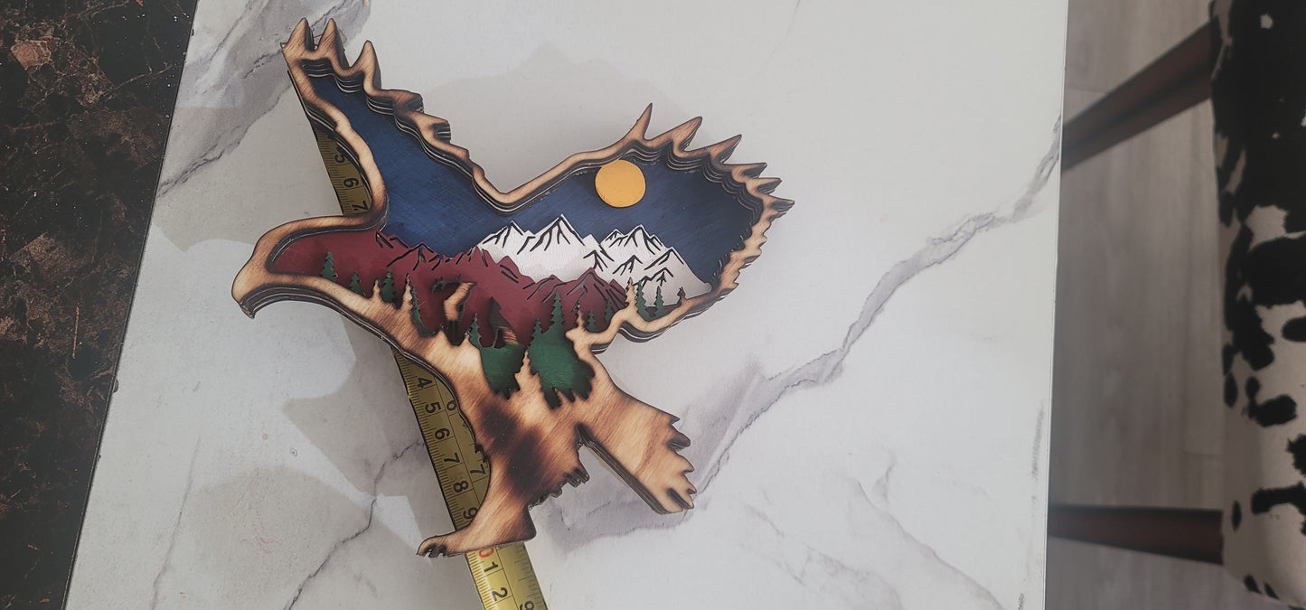 Laser Wood Cut Art-Eagle