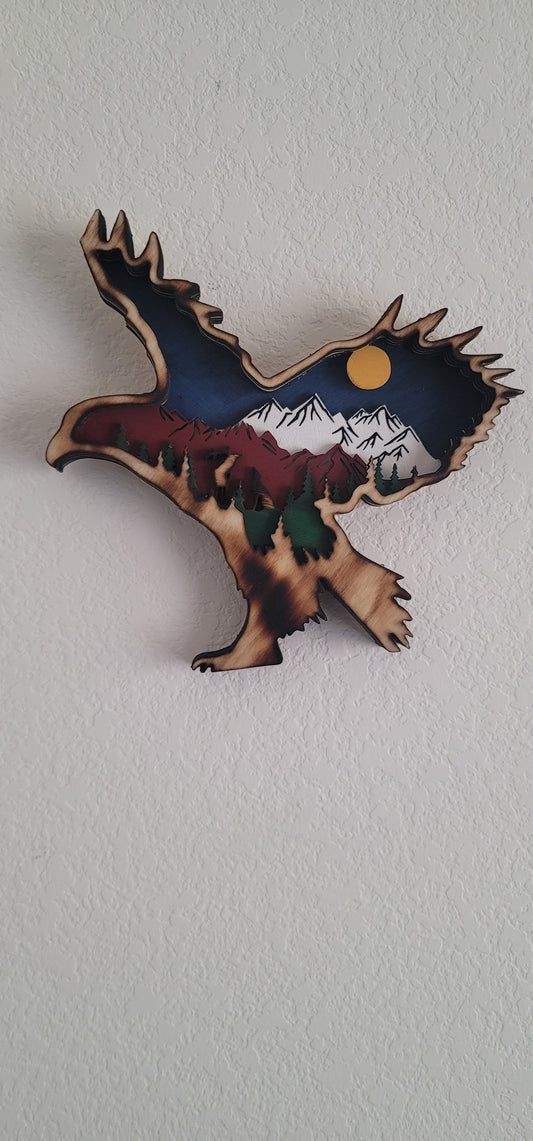 Laser Wood Cut Art-Eagle
