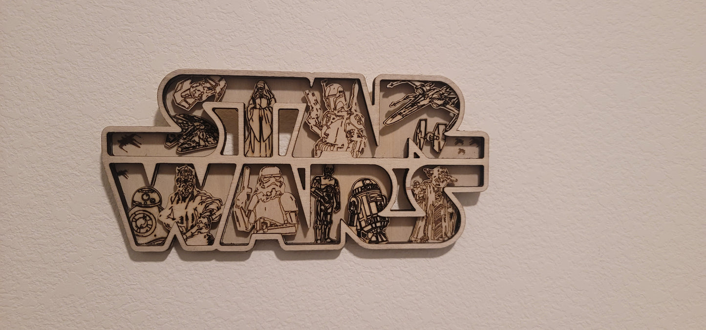 Laser Wood Cut Star Wars Scene
