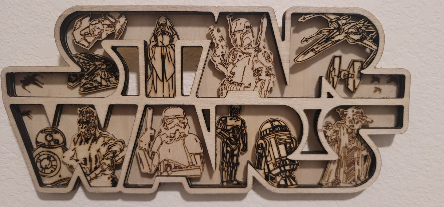 Laser Wood Cut Star Wars Scene
