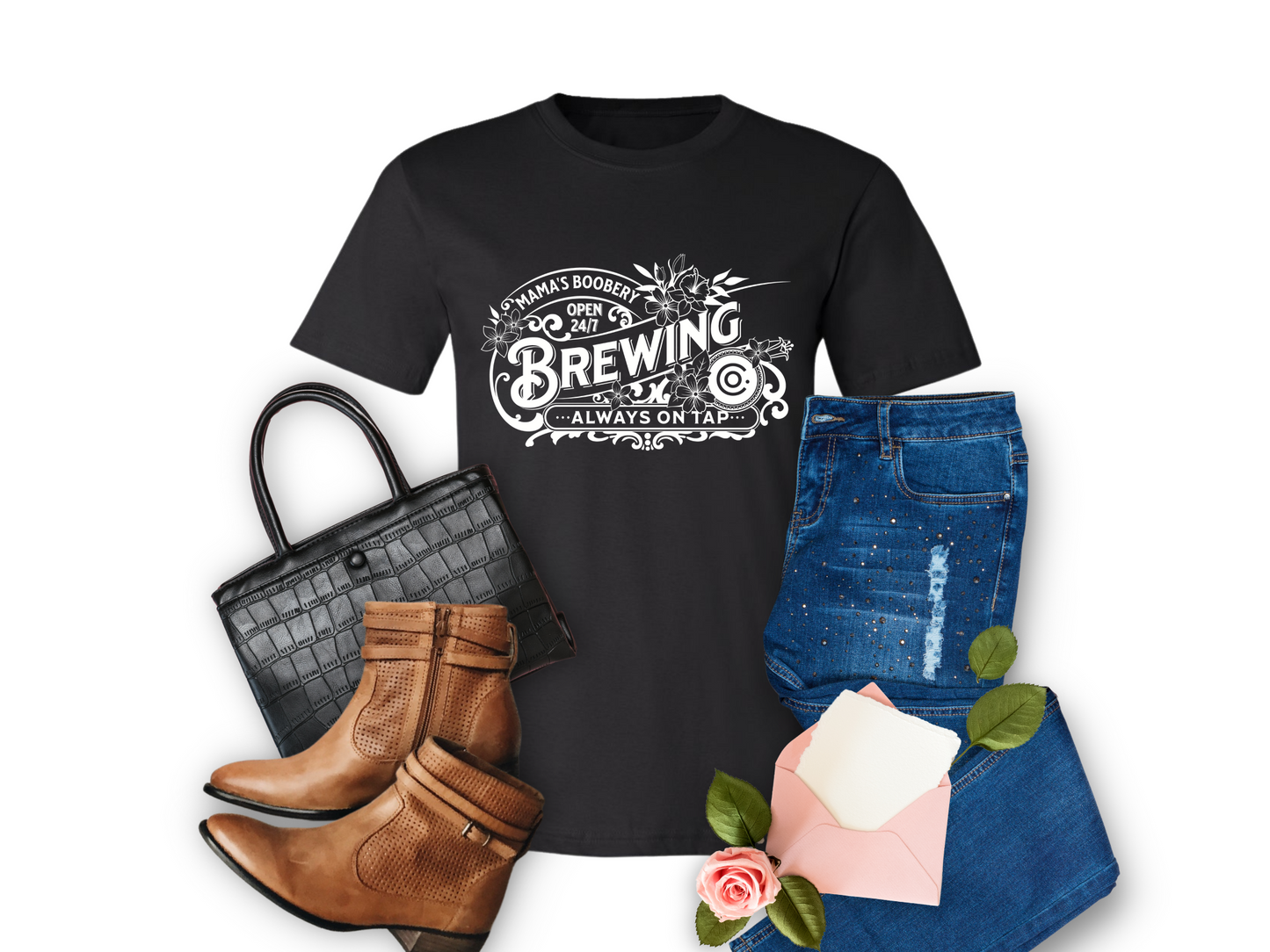 3001CVC-V Adult Tee Shirt Mamas Boobery Breastfeeding Brewery