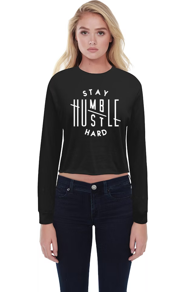 1170SR-V Ladies' Boyfriend Long Sleeve Crop Tee Shirt-Stay Humble