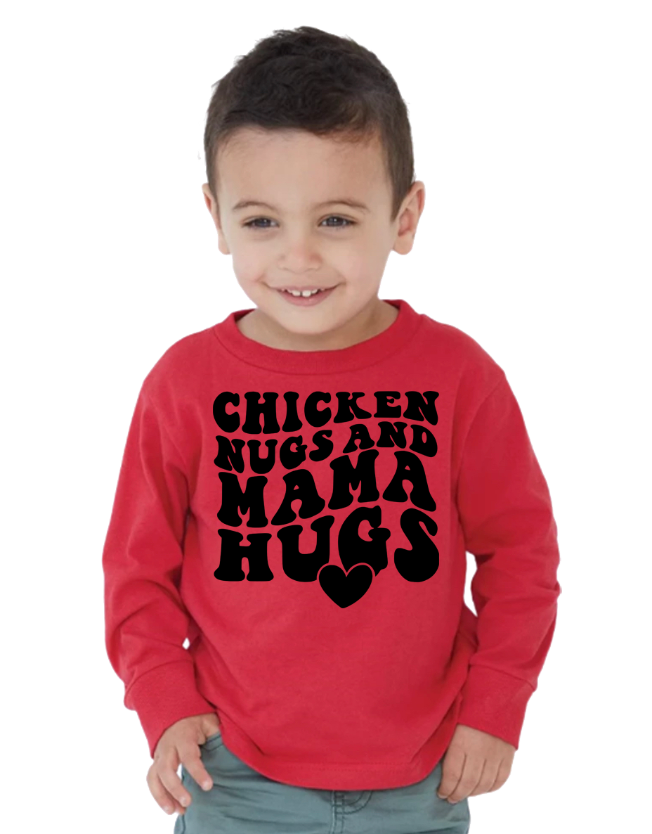 RS3311 Rabbit Skins Long Sleeved Toddler Tee Shirt-Chicken Nugs And Mama Hugs