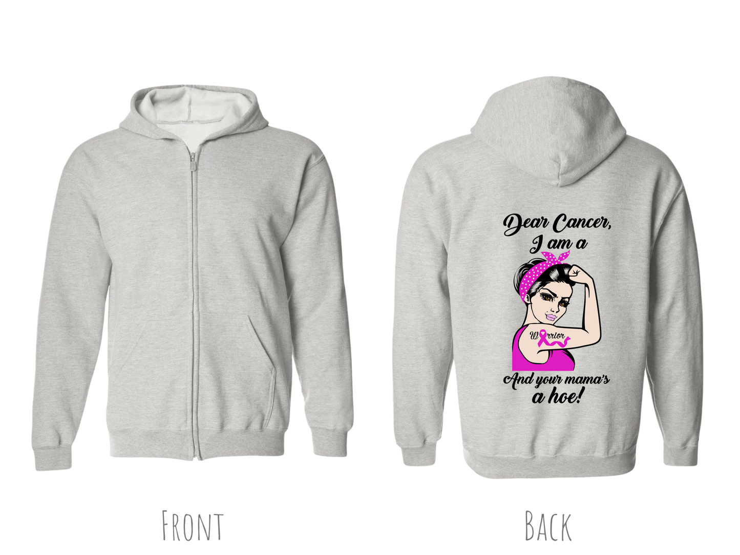 G186-PV Adult Zippered Hoodies Dear Cancer