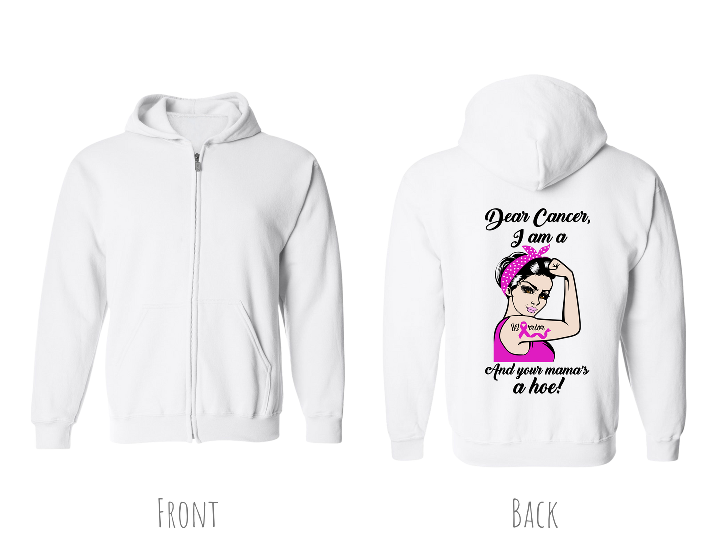 G186-PV Adult Zippered Hoodies Dear Cancer