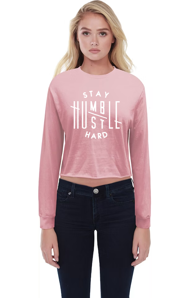 1170SR-V Ladies' Boyfriend Long Sleeve Crop Tee Shirt-Stay Humble