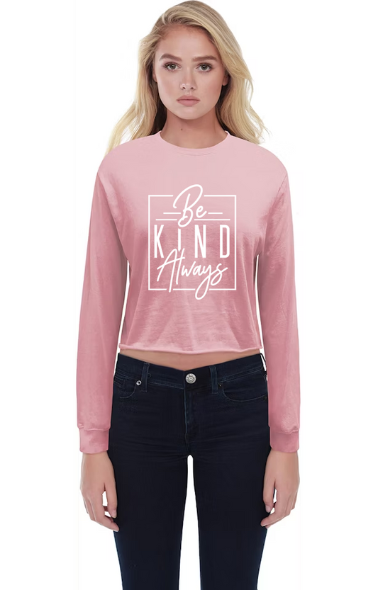 1170SR-V Ladies' Boyfriend Long Sleeve Crop Tee Shirt-Be Kind