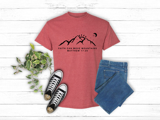 3001CVC-V Adult Tee Shirt Faith Can Move Mountains