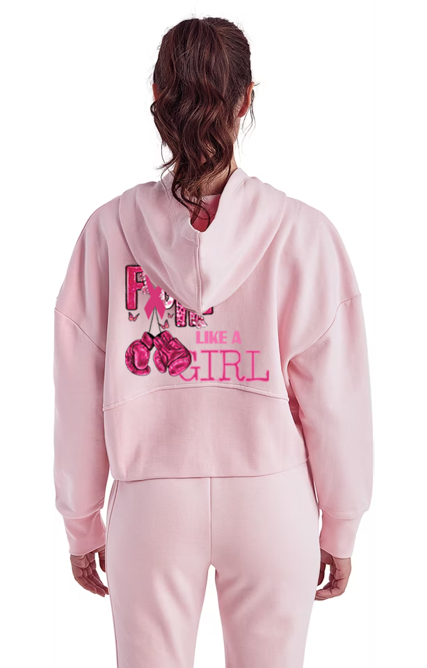 TD077-PV Half Zip Hooded Sweatshirt- Fight Like A Girl