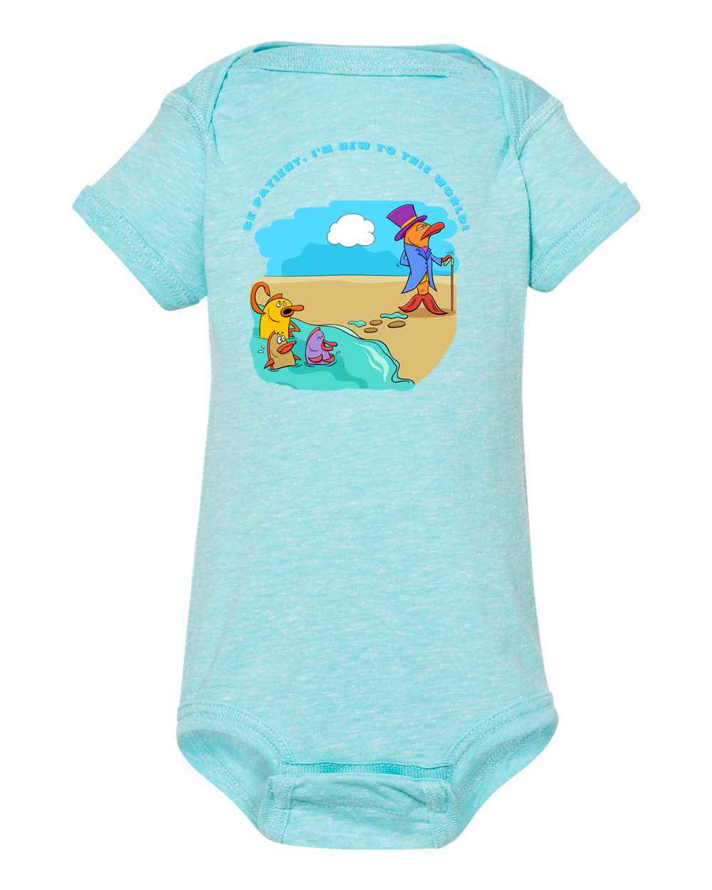 4491 Rabbit Skins Infant Harborside Mélange Bodysuit - Like A Fish Out Of Water