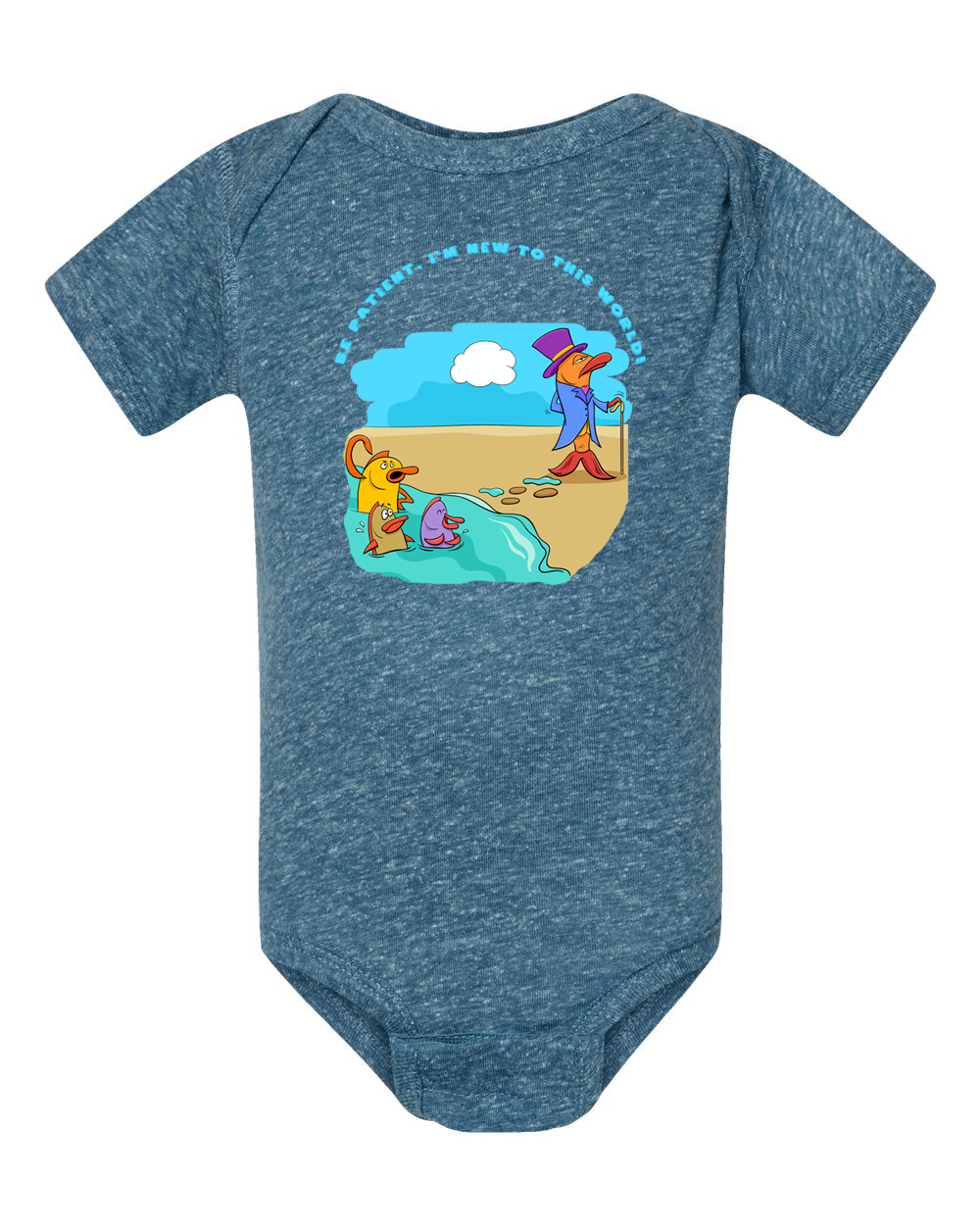 4491 Rabbit Skins Infant Harborside Mélange Bodysuit - Like A Fish Out Of Water