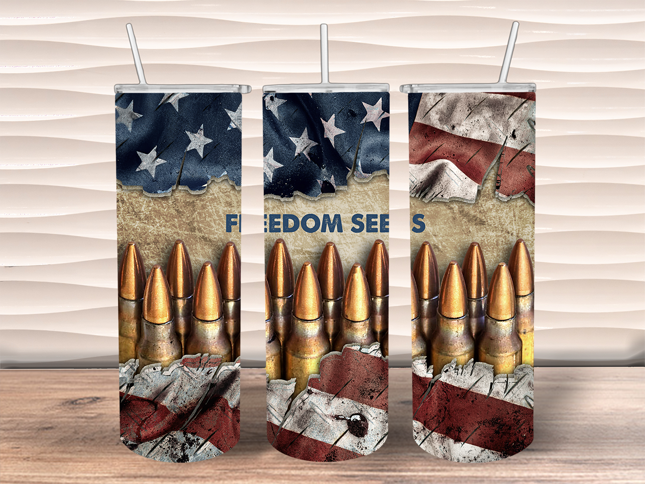 20 oz. Straight Sided Tumblers Guns And Accessories Freedom Seeds Cracked Wood Ammo Bullets