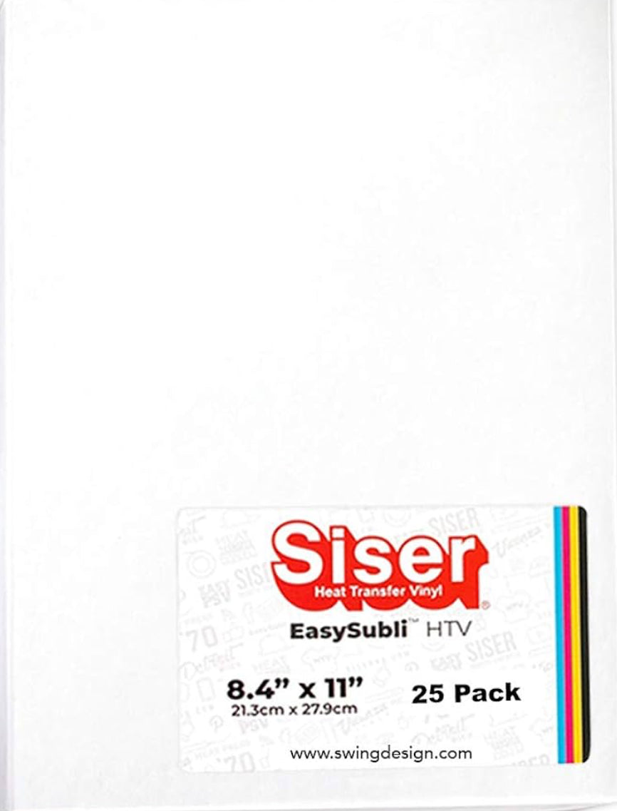 Siser EasySubli Sublimation Heat Transfer Vinyl 8.4" x 11" - 25 Pack