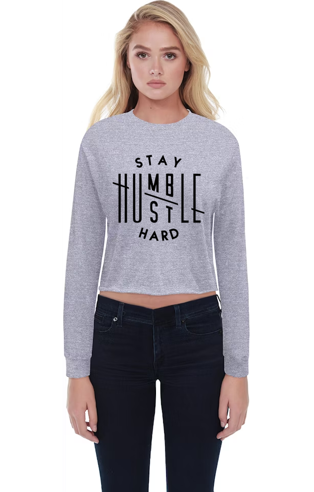 1170SR-V Ladies' Boyfriend Long Sleeve Crop Tee Shirt-Stay Humble