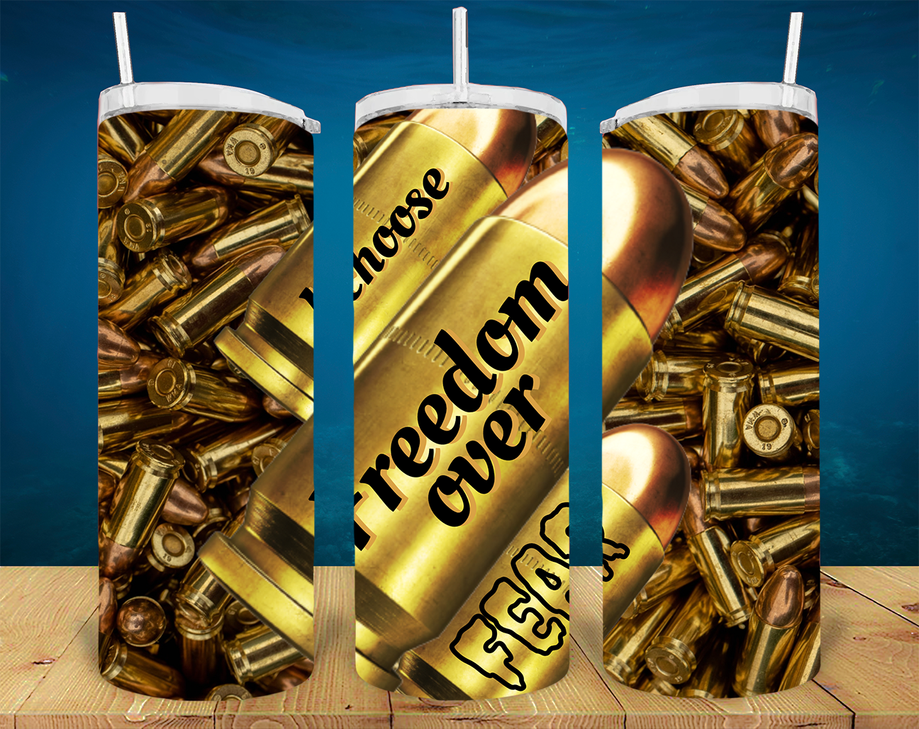 20 oz. Straight Sided Tumblers Guns And Accessories I Choose Freedom Over Fear