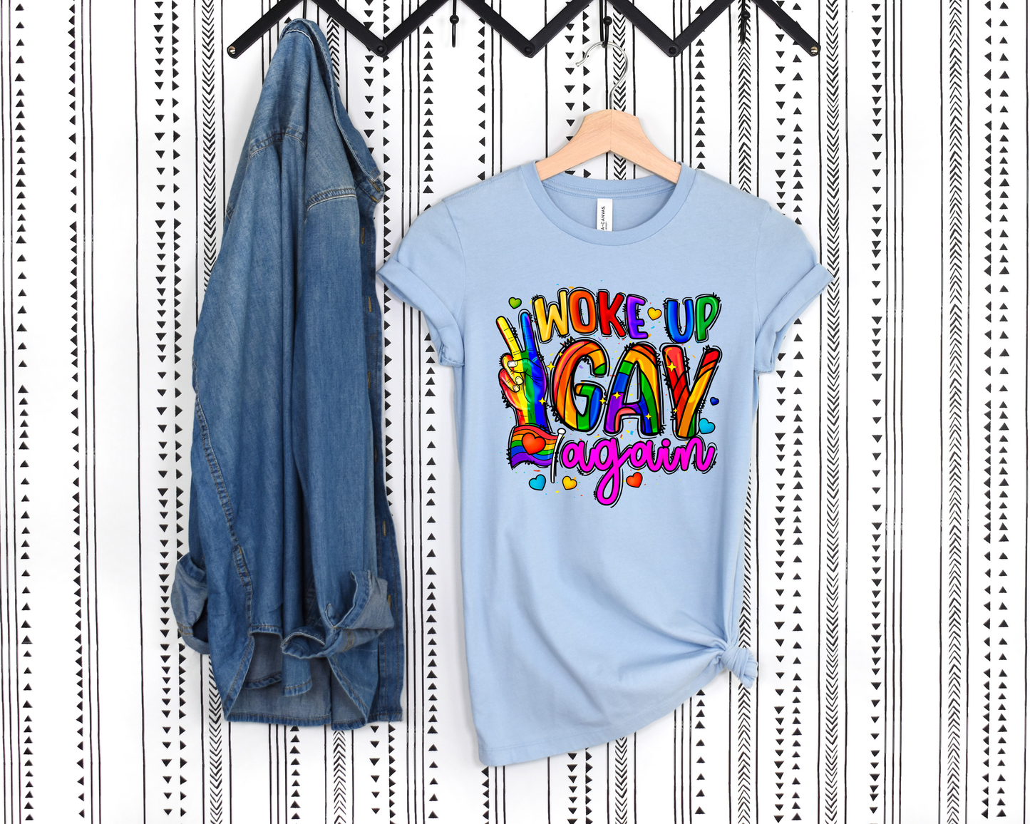 3001CVC-V Adult Tee Shirt I Woke Up Gay Again