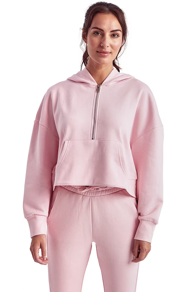 TD077-PV Half Zip Hooded Sweatshirt- Fight Like A Girl