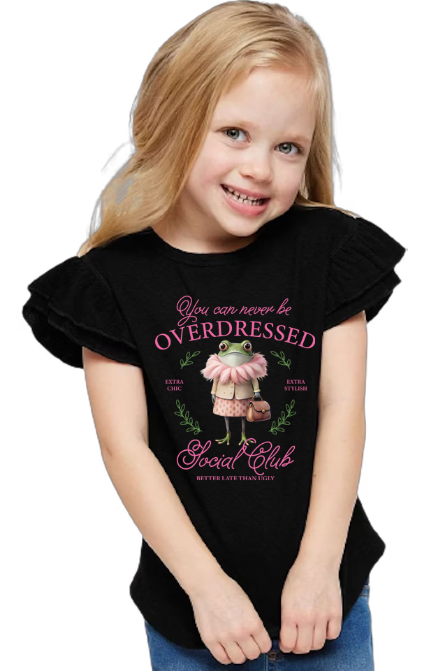 3339-PV Toddler Flutter Sleeve T-Shirt You Can Never Be Overdressed