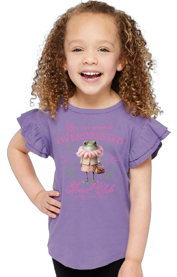 3339-PV Toddler Flutter Sleeve T-Shirt You Can Never Be Overdressed