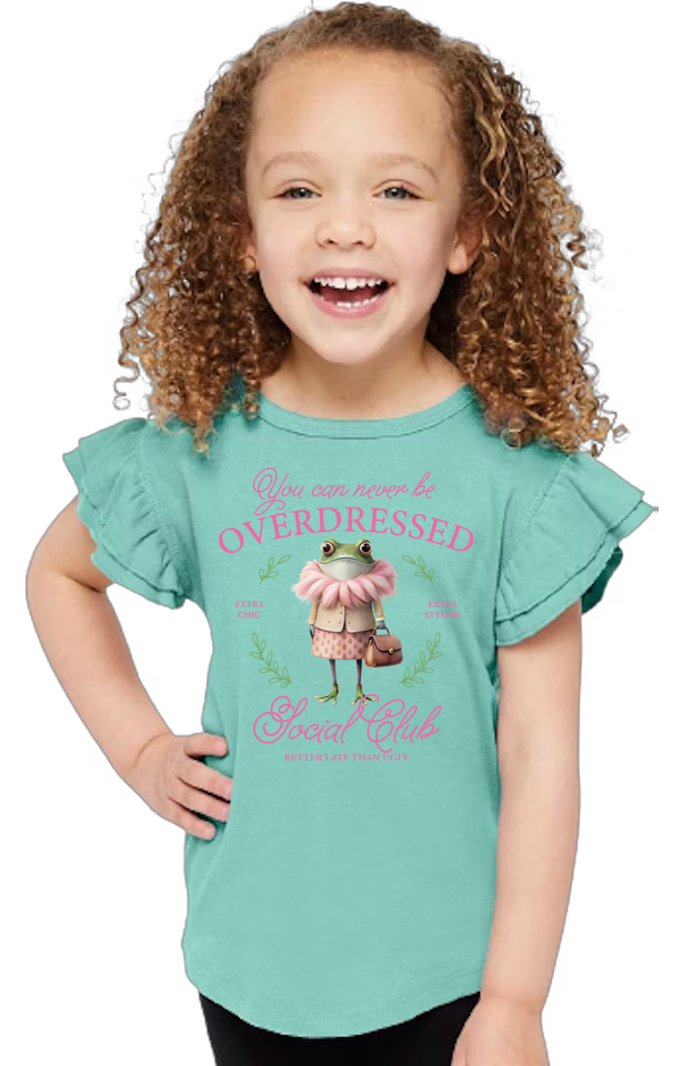 3339-PV Toddler Flutter Sleeve T-Shirt You Can Never Be Overdressed