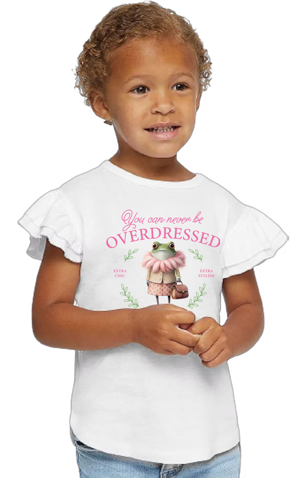 3339-PV Toddler Flutter Sleeve T-Shirt You Can Never Be Overdressed