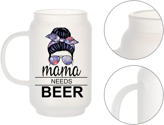18 oz. PYD Life Glass Beer Can Mugs-Mama Needs A Beer