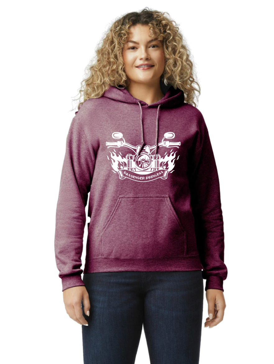 G185-PV Adult Hoodie-Passenger Princess Motorcycle