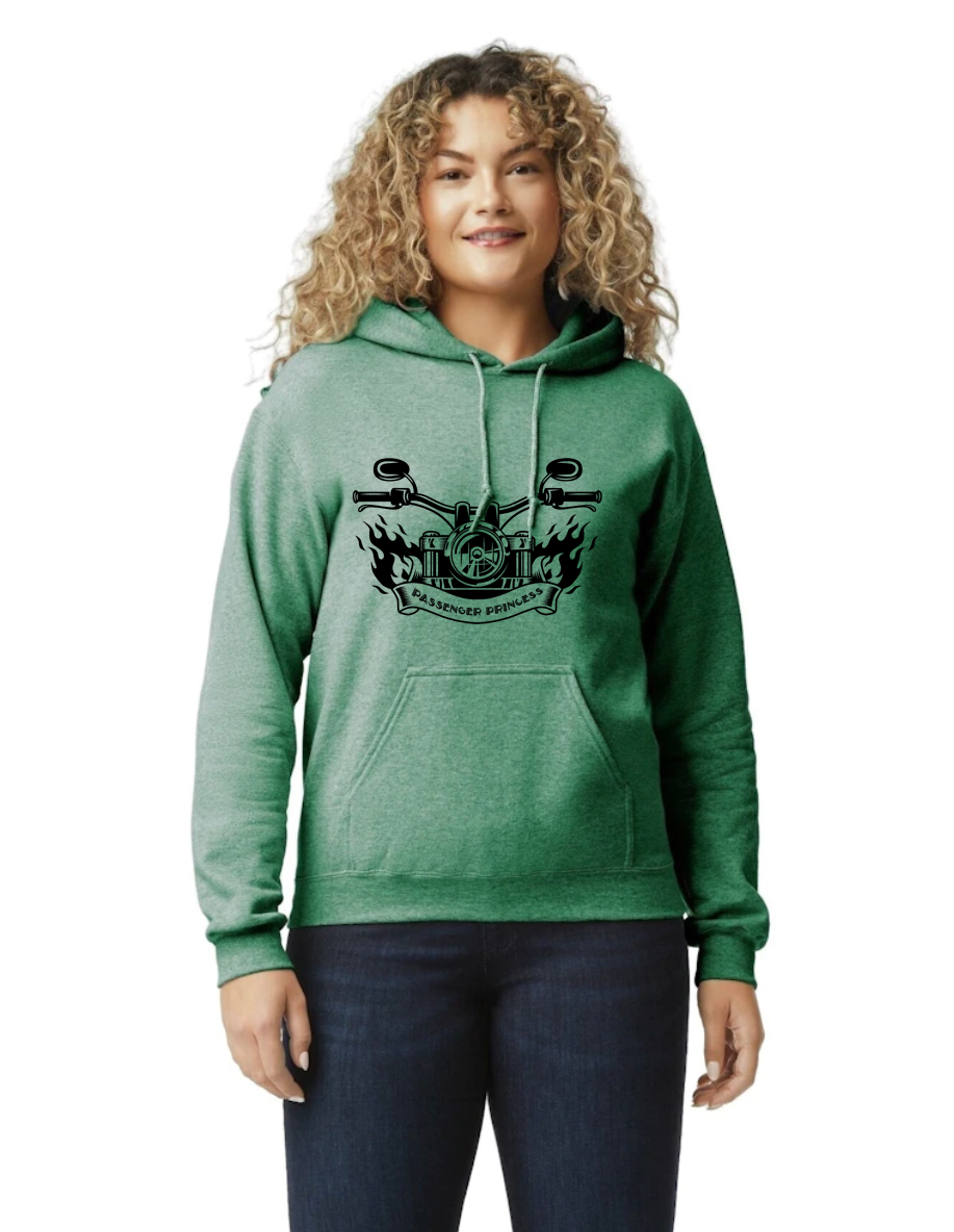 G185-PV Adult Hoodie-Passenger Princess Motorcycle