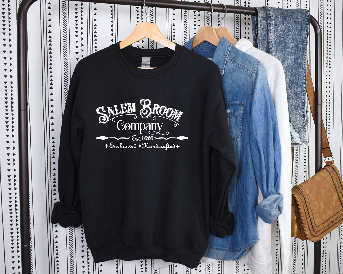 G180-V Adult Sweatshirt Halloween Salem Broom Company