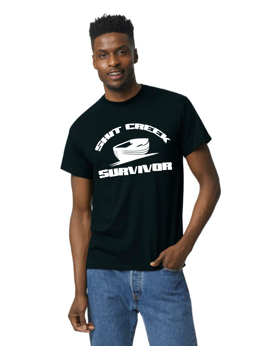 3001CVC-V Adult Tee Shirt Shit Creek Survivor