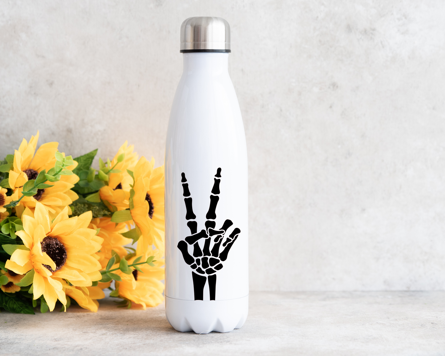 17 oz. Water Bottle-Skeleton Peace Sign