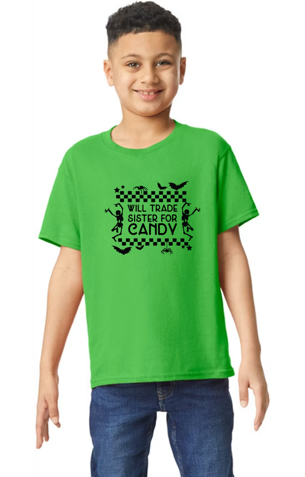 G500B Youth Tee Shirt Will Trade Sister For Candy