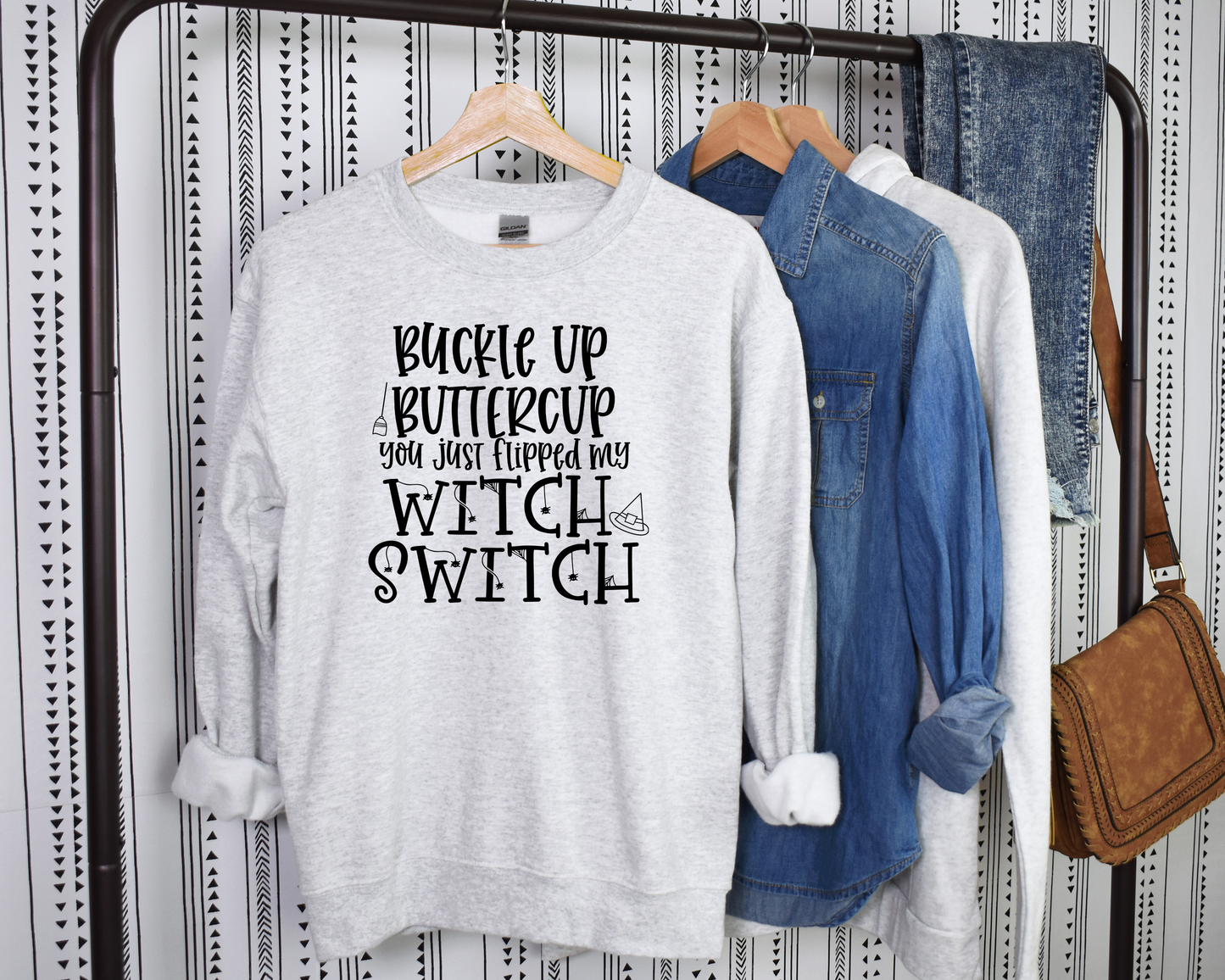 G180-V Adult Sweatshirt Halloween Witch Switch