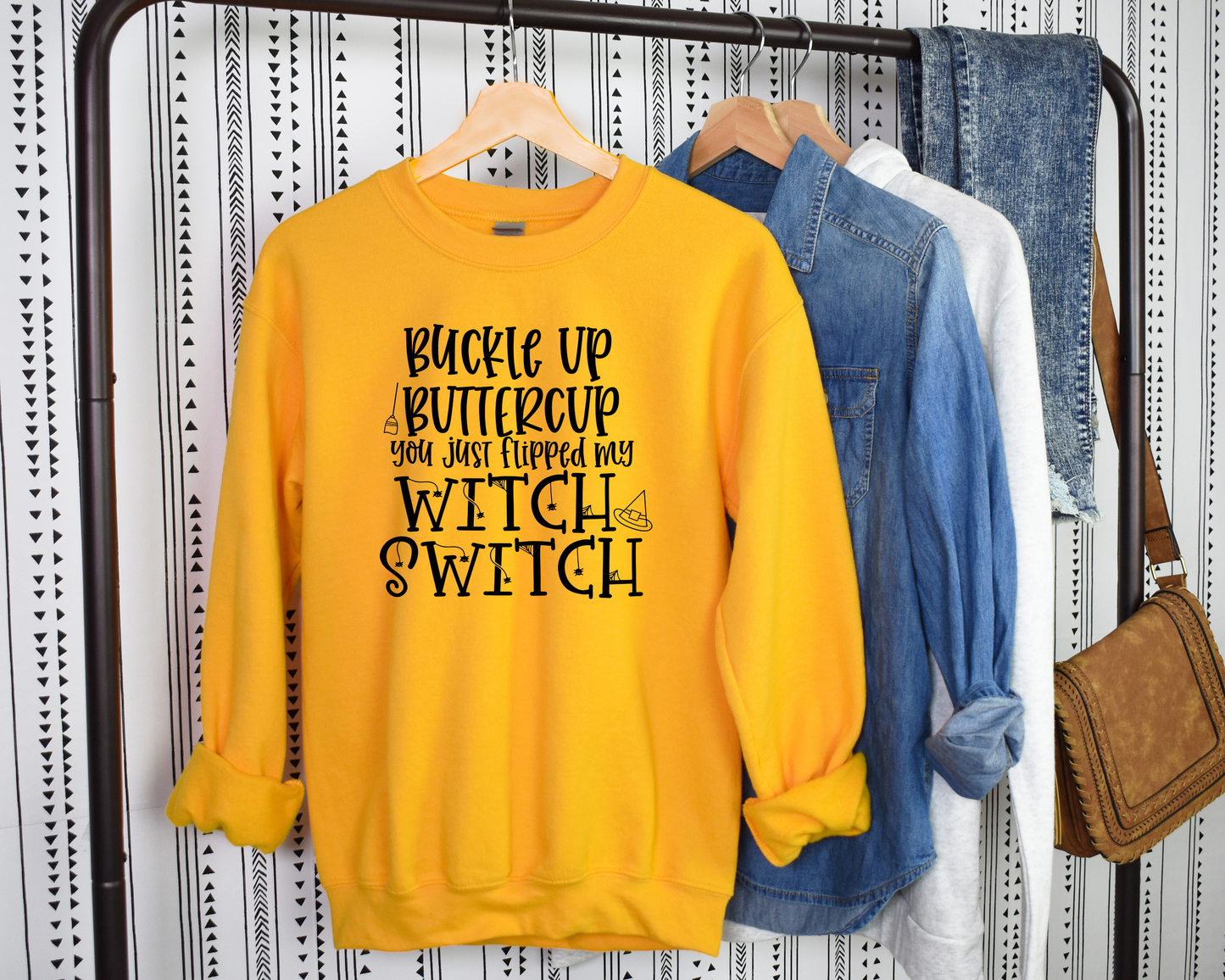 G180-V Adult Sweatshirt Halloween Witch Switch