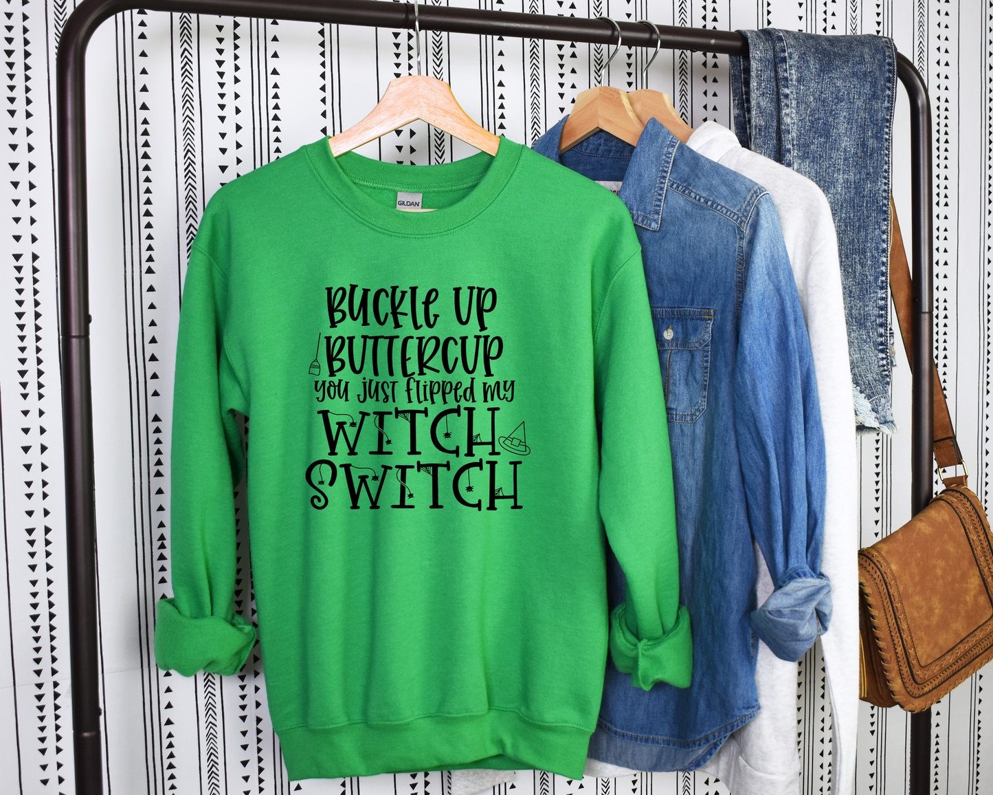 G180-V Adult Sweatshirt Halloween Witch Switch