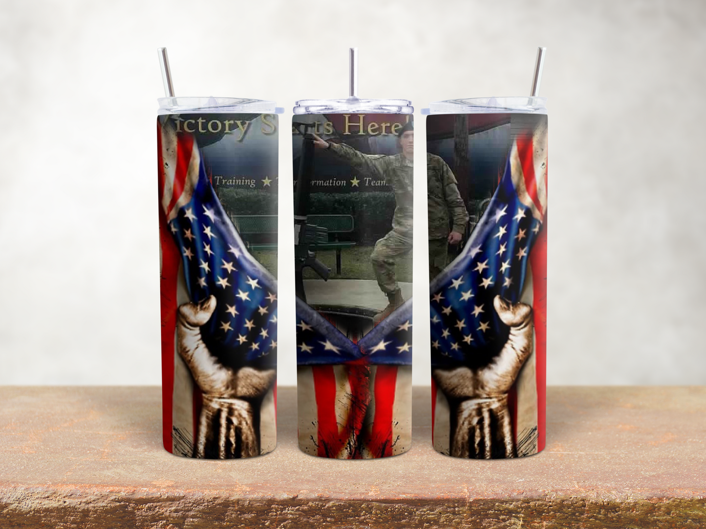 Personalized 20 oz. Tumbler American Grunge Flag