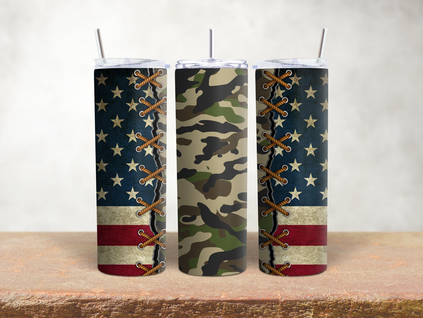 20 oz. Straight Sided Tumblers Armed Forces Army-Flag