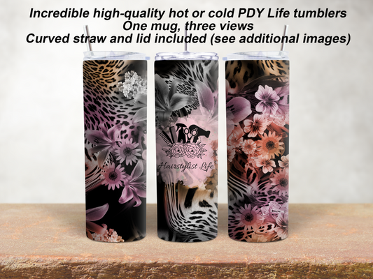 20 oz. Straight Sided Tumblers Occupations Beautician-Hair Stylist Life Lilies And Cheetah