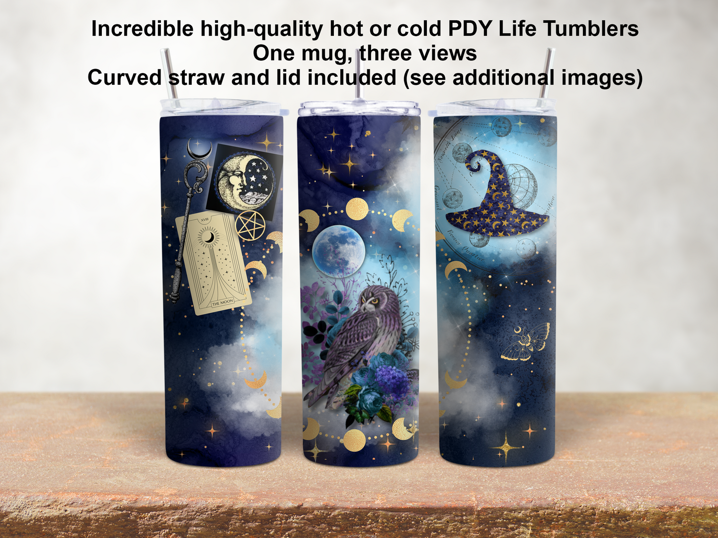20 oz. Straight Sided Tumblers Witch/Wiccan-Moon Witch Collage