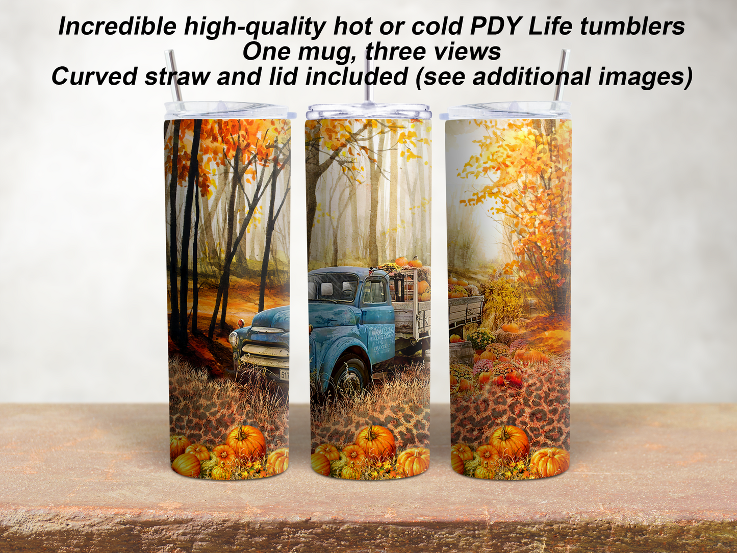 20 oz. Straight Sided Tumblers Seasons Fall-Pumpkin Fall Truck