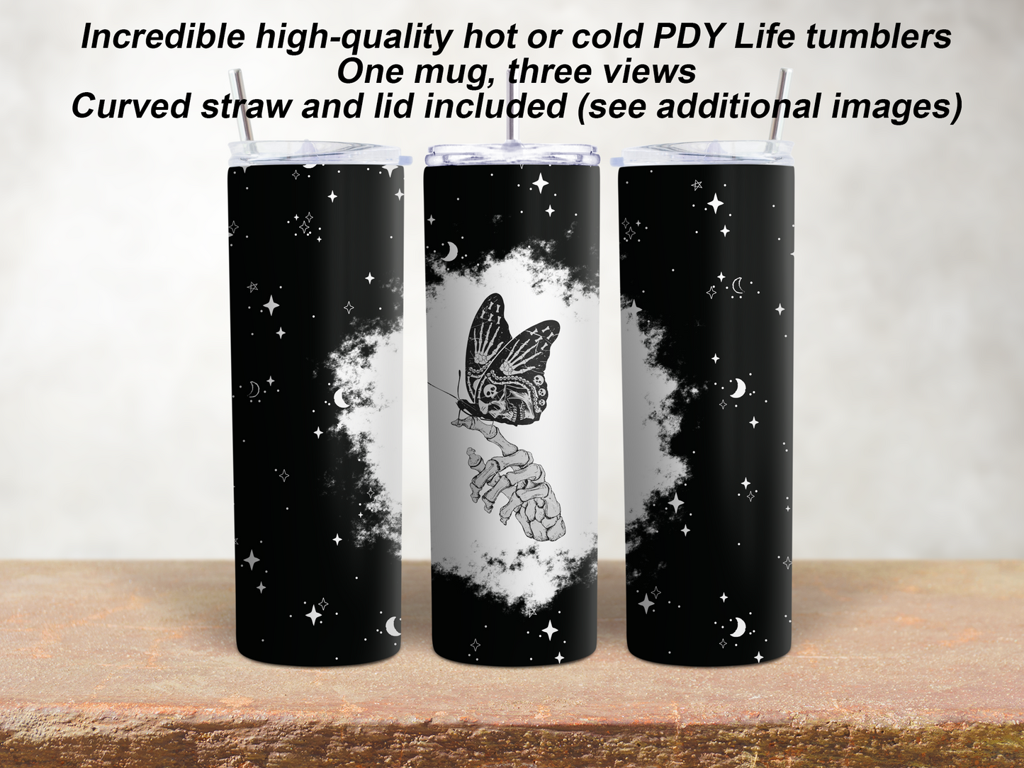 20 oz. Straight Sided Tumblers Misc.-Skeleton Butterfly