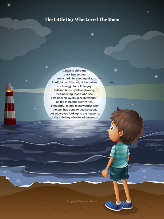 Poetography Art Prints Children - The Little Boy Who Loved The Moon-A