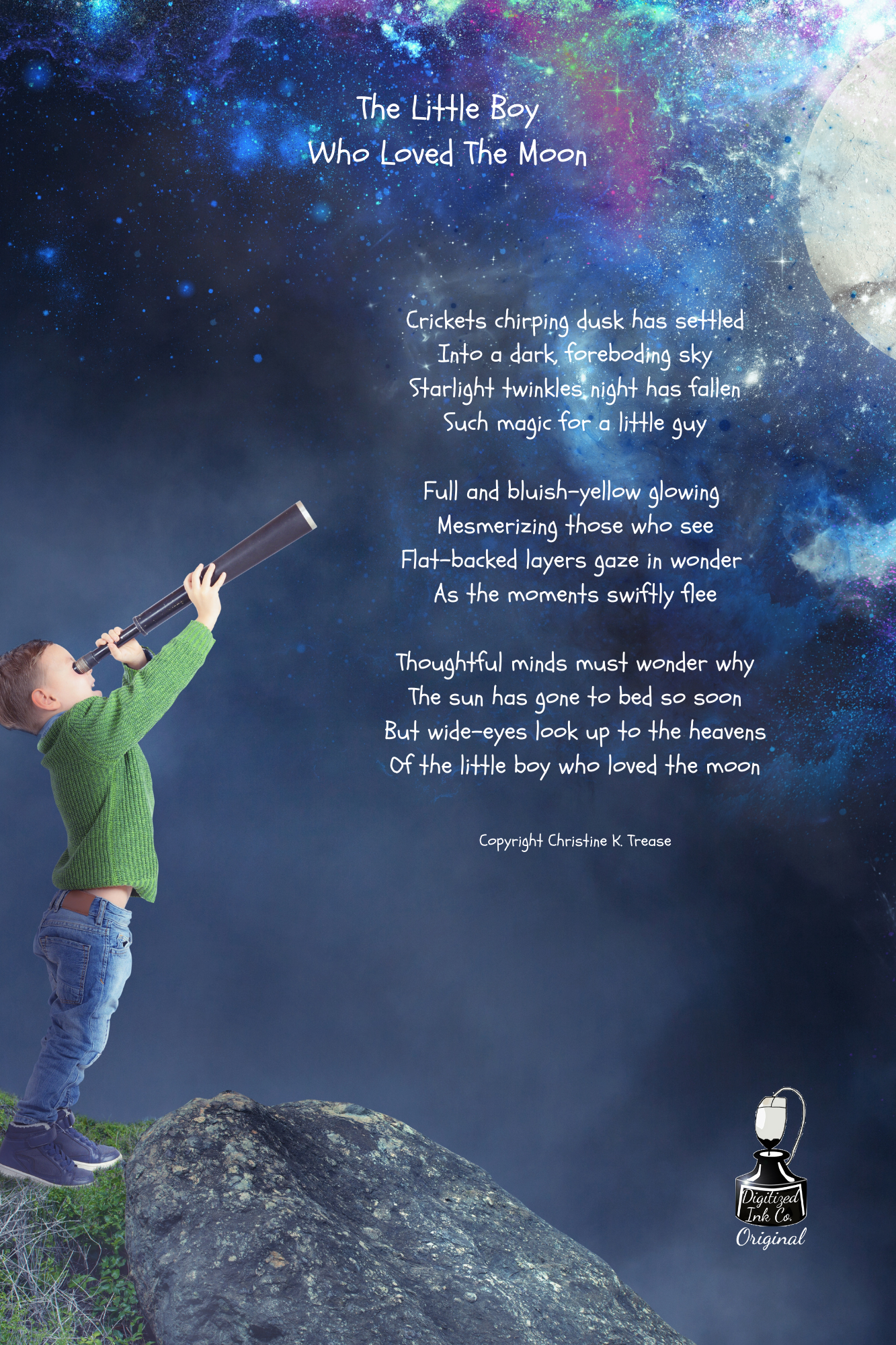 Poetography Art Prints Children - The Little Boy Who Loved The Moon