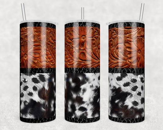 20 oz. Straight Sided Tumblers Western-Leather Cow
